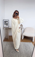 ROBE IVOIRE AVEC DRAPÉ FOULARD - ZARIA