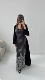 ROBE LONG BRODÉ NOIR - RUBA (PLUSIEURS TAILLES)