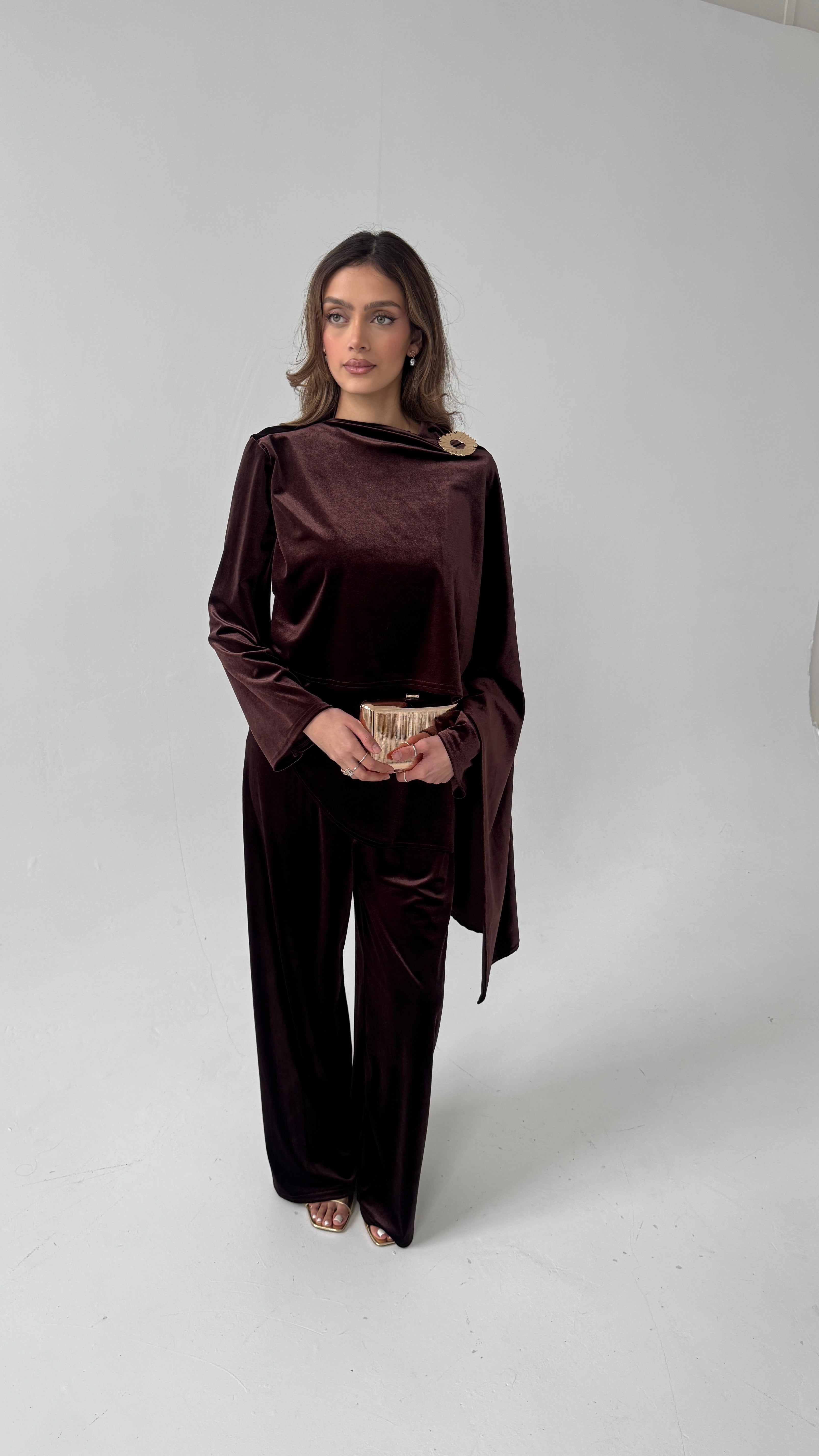 ENSEMBLE FOULARD VELOURS COCO AVEC DORÉ BROCHE - NURA