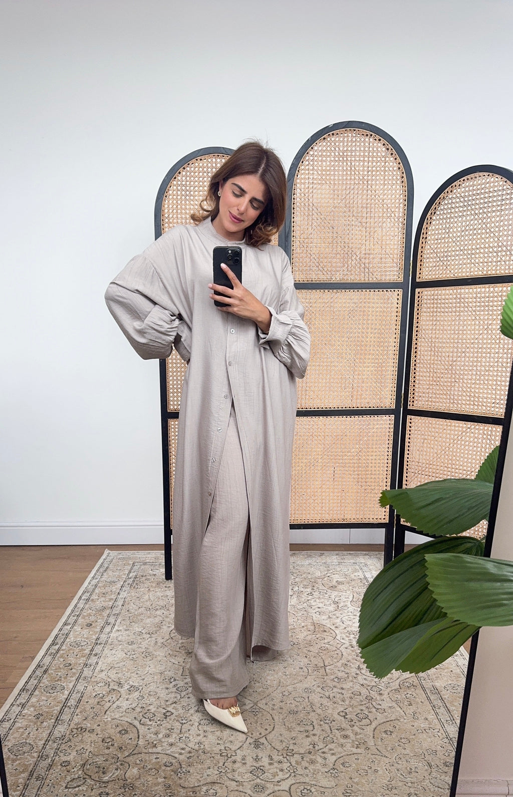 ENSEMBLE ROBE DEUX PIÈCES TAUPE - TAYA