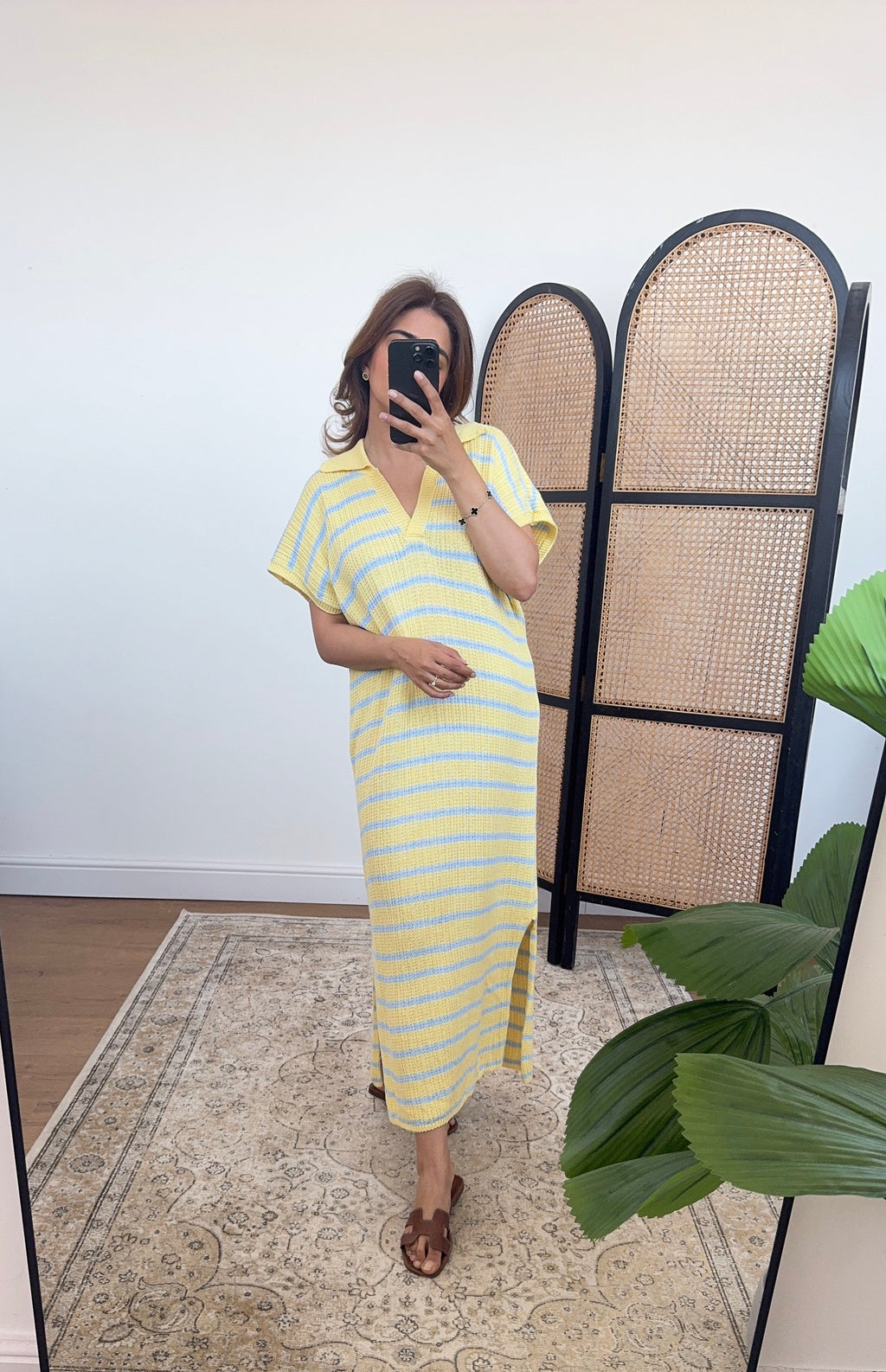 BUTTER JAUNE RAYÉ MAILLE ROBE - RANA