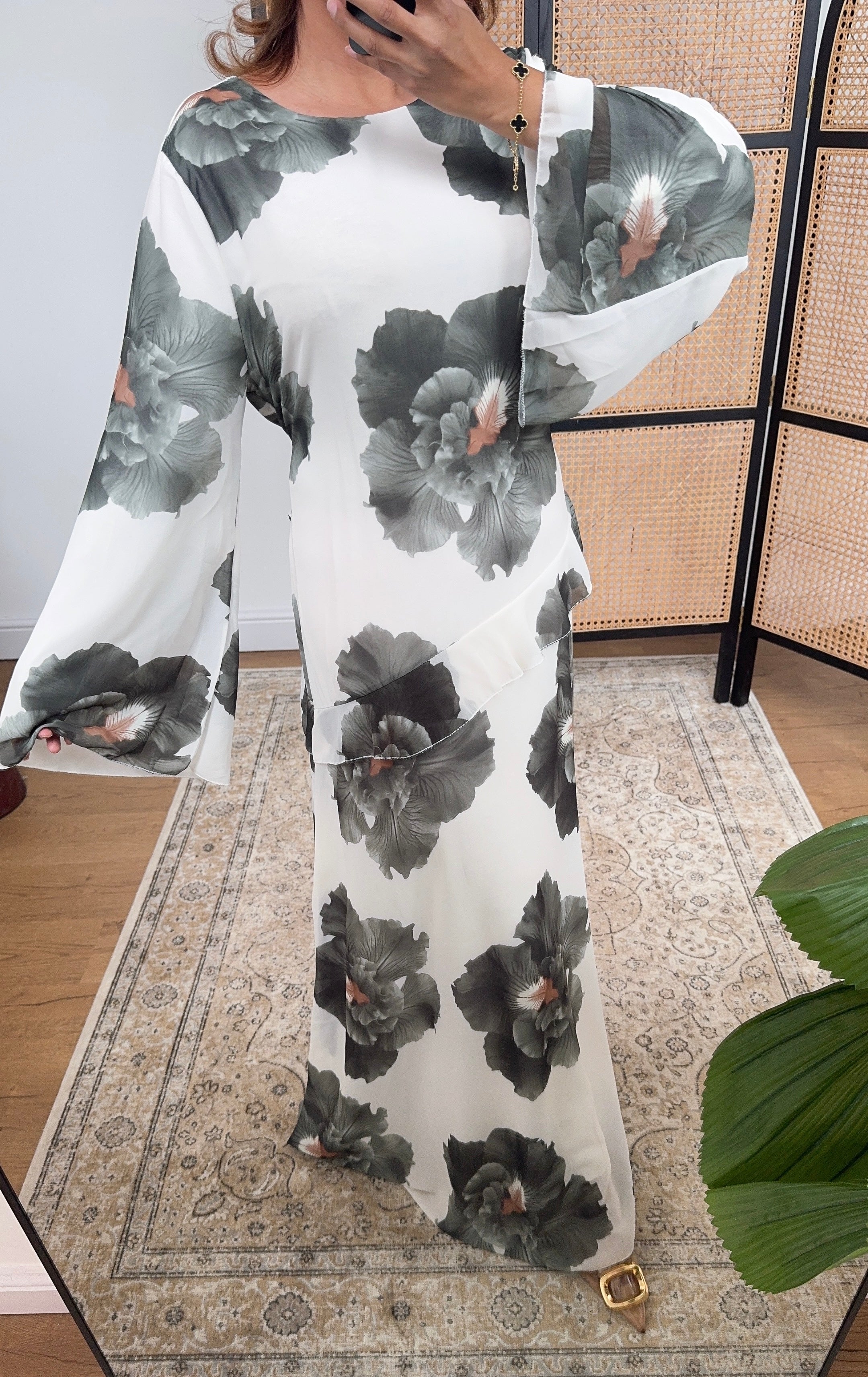 ROBE MOUSSELINE IMPRIMÉ MAXI OLIVE - BRIA