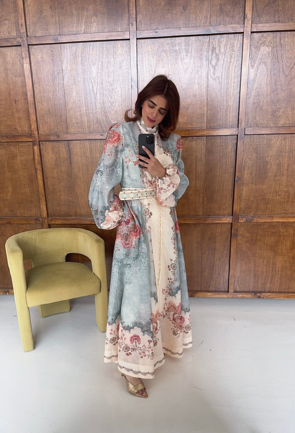 ROBE FLEURI BOUTON MAXI BLEU - TERZA