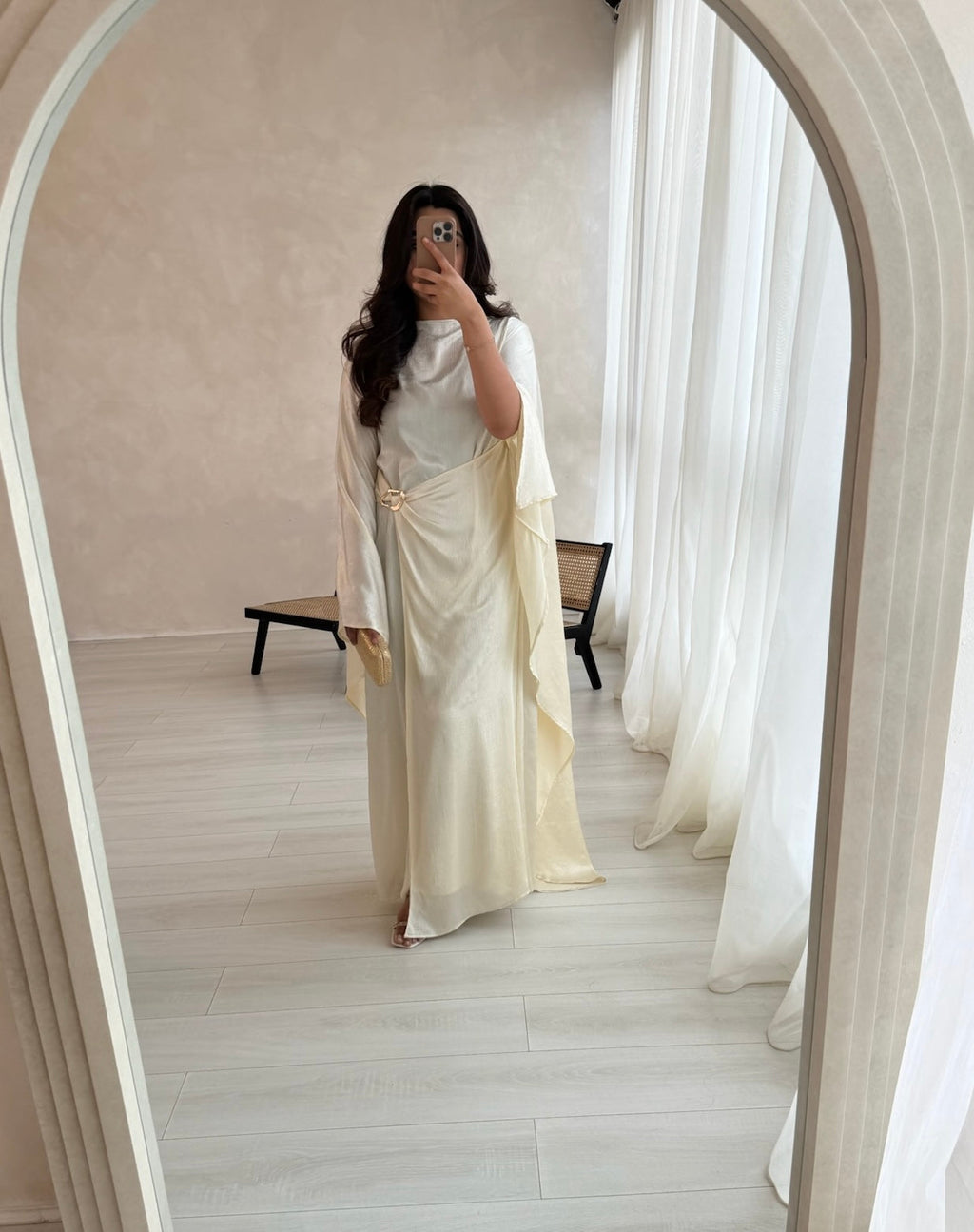 ROBE CAPE CRINKLE CRÈME - ALYA