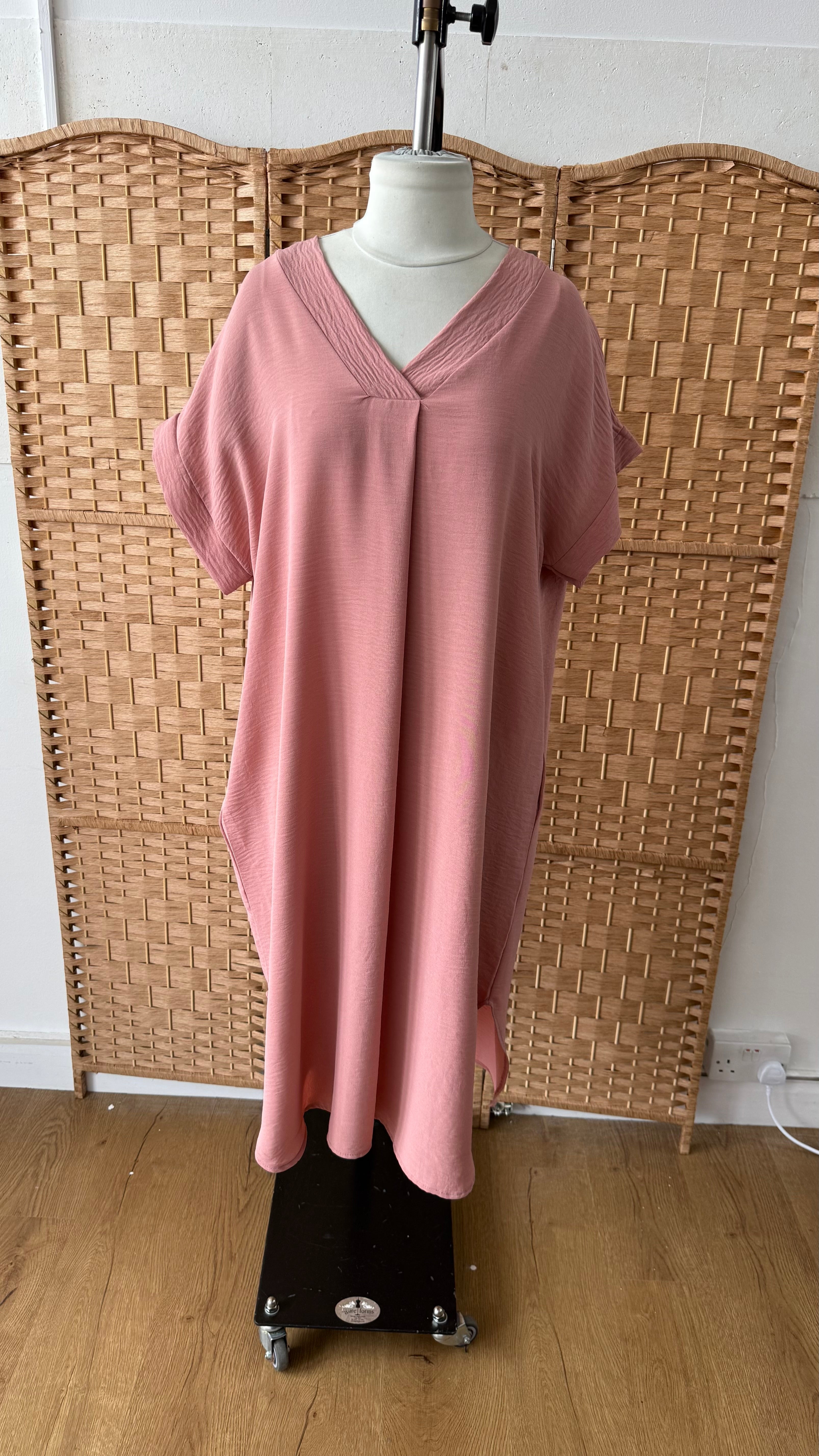 ROBE V COL ROSE DÉSTOCKAGE