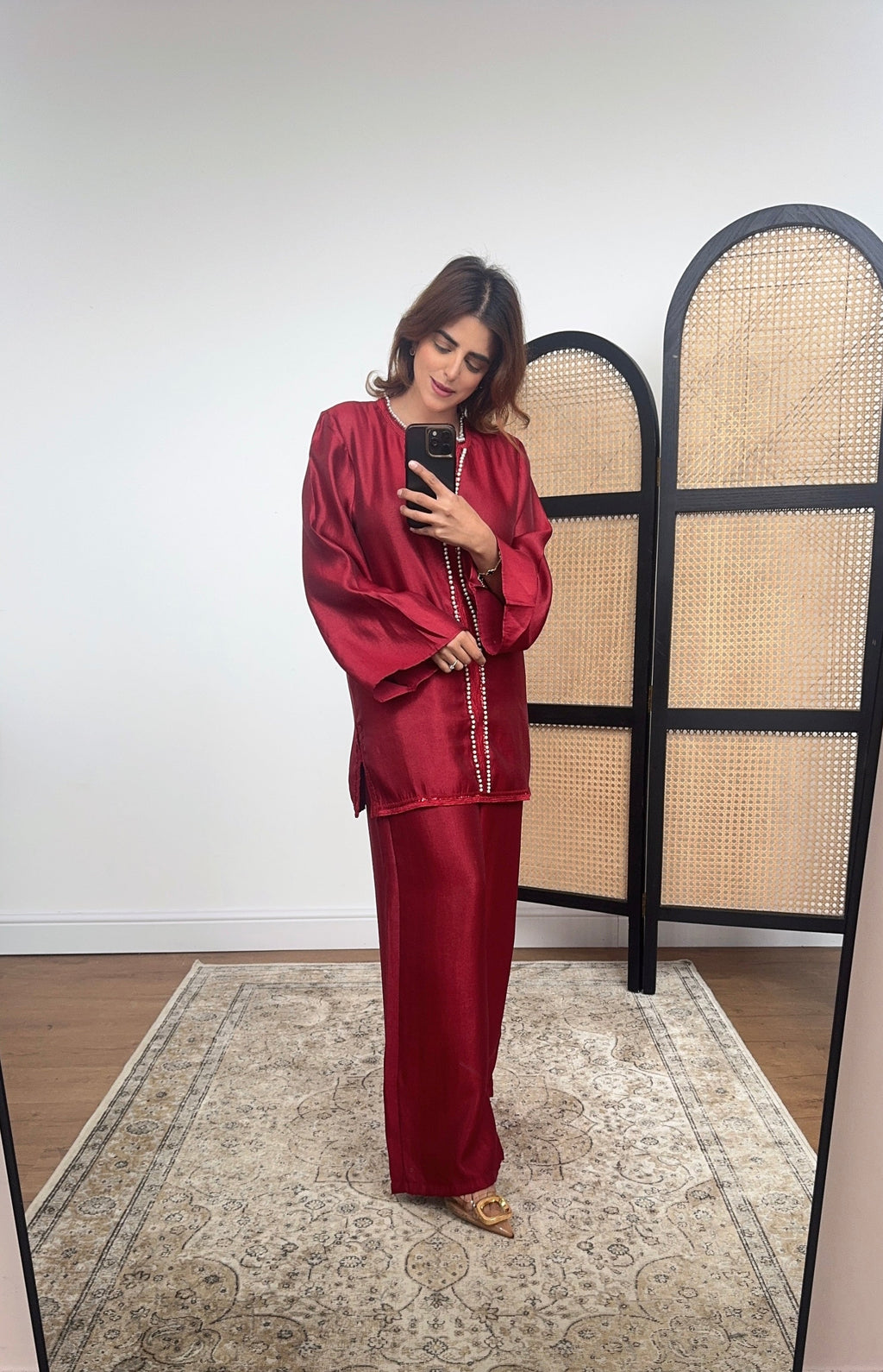 ENSEMBLE PERLE DENTELLE BORDEAUX - ALEEN