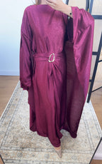 ROBE CAPE CRINKLE BORDEAUX - ALYA