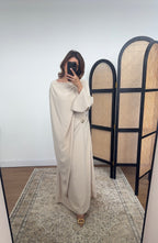 BEIGE ROBE AVEC DRAPÉ FOULARD - ZARIA