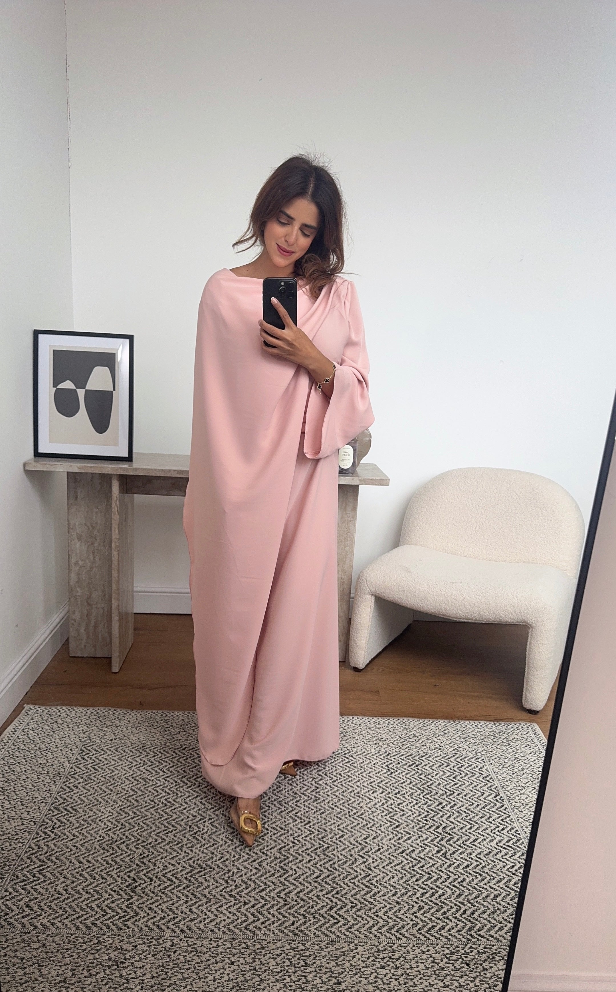 ROBE ROSE AVEC DRAPÉ FOULARD - ZARIA