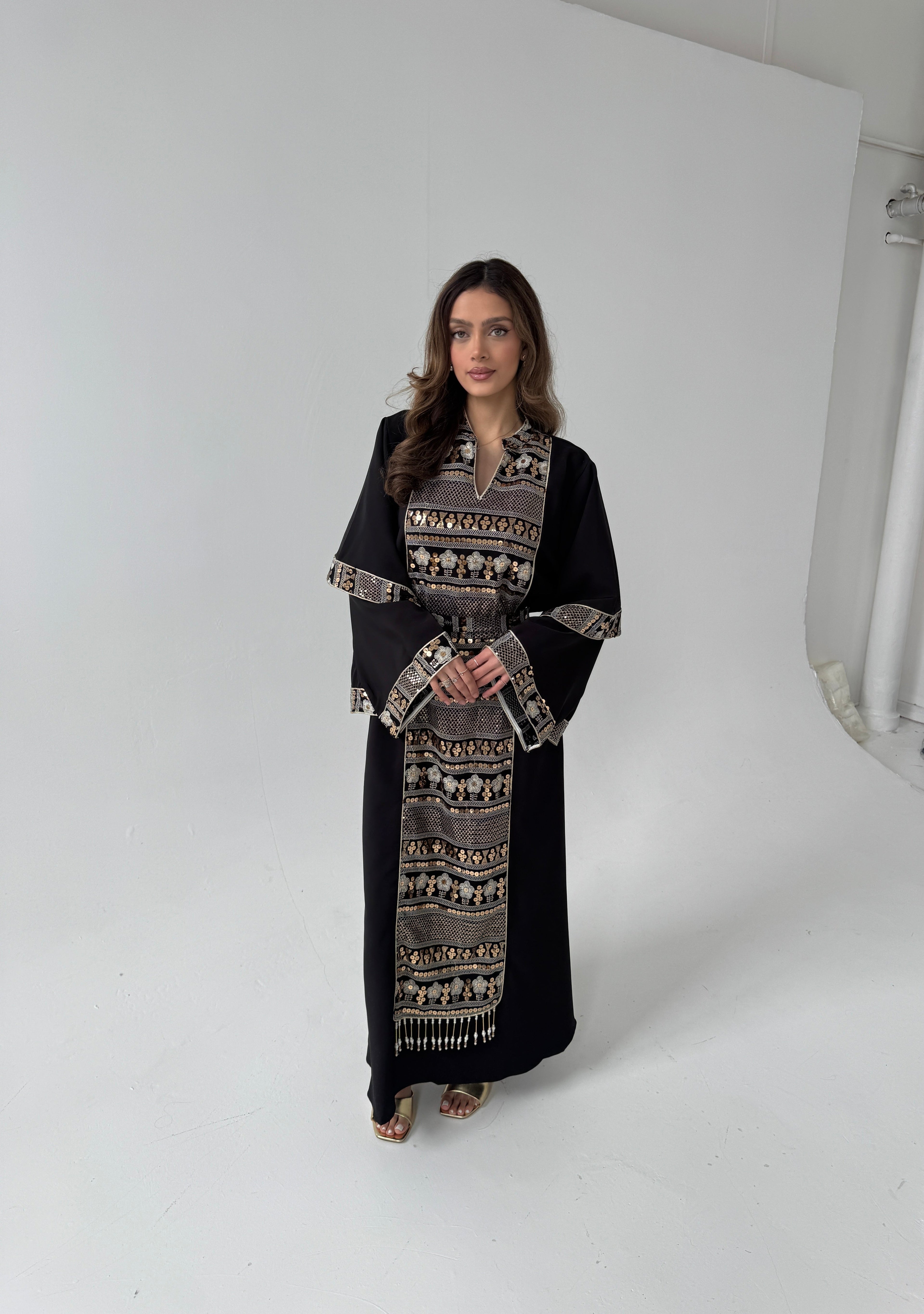 CAFTAN ORNÉ NOIR/DORÉ - FILAL