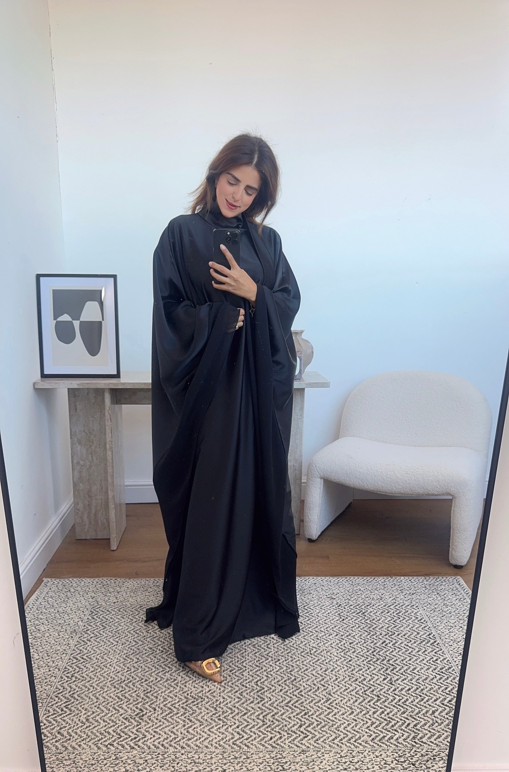 ROBE COL MONTANT LONG NOIR AVEC COL FOULARD - LAYA