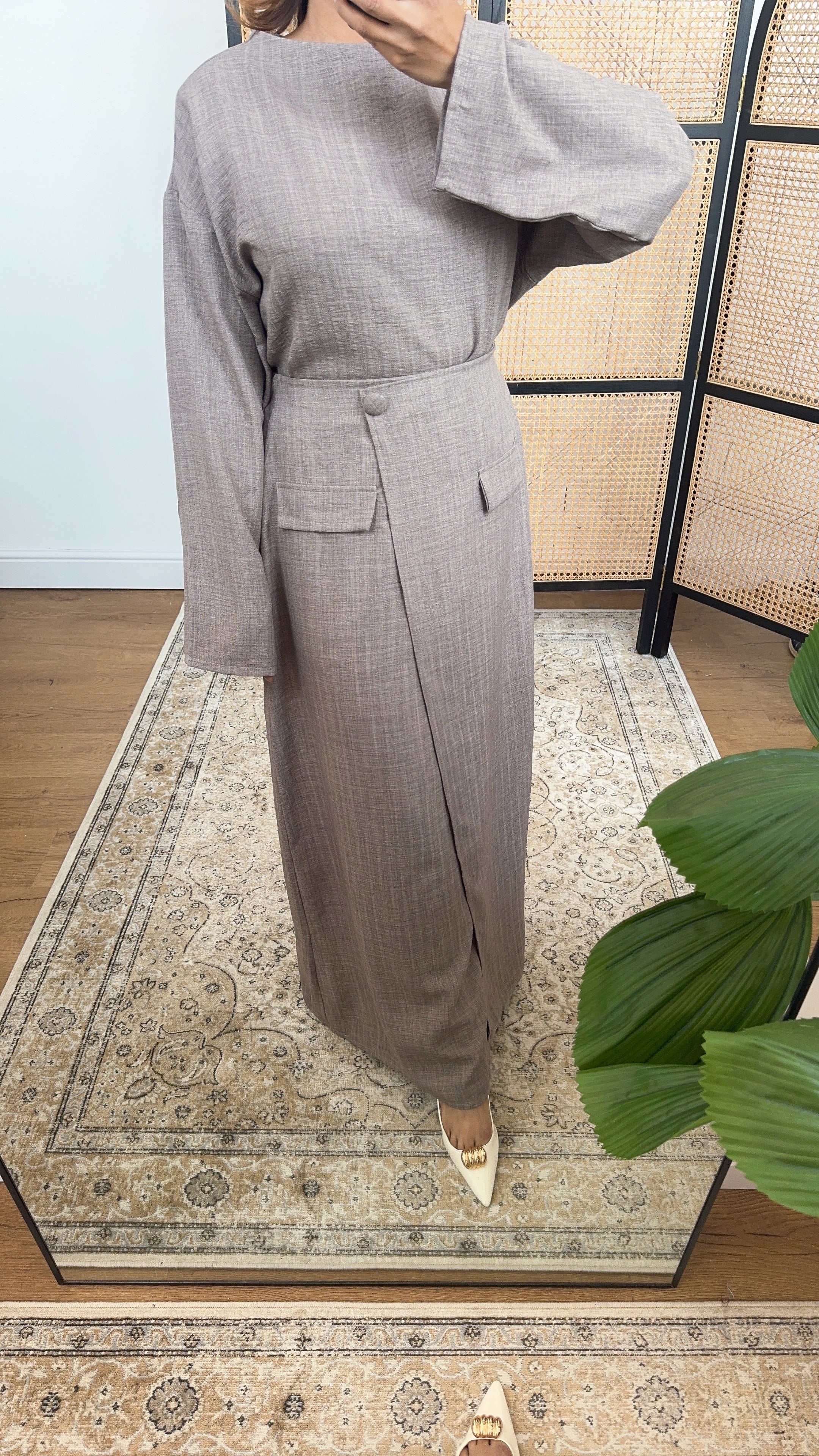 ENSEMBLE JUPE TAUPE - AURA