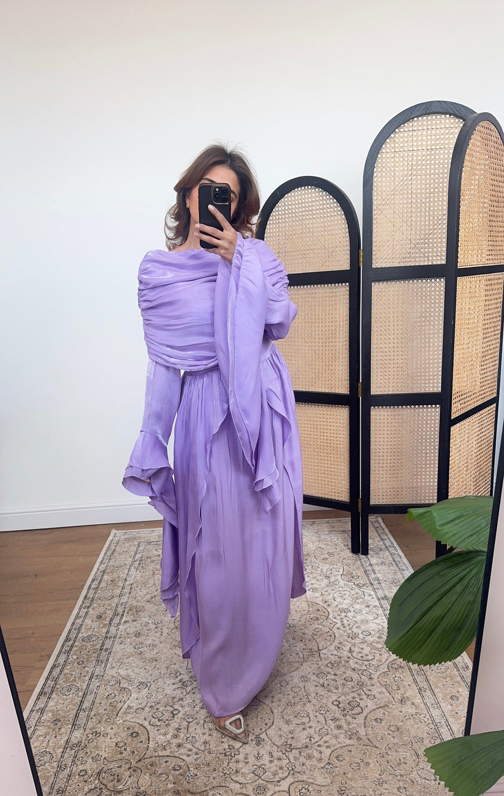 ROBE ÉVASÉ MANCHES LILAS - GRECIA