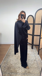 ENSEMBLE FOULARD VELOURS NOIR AVEC DORÉ BROCHE - NURA