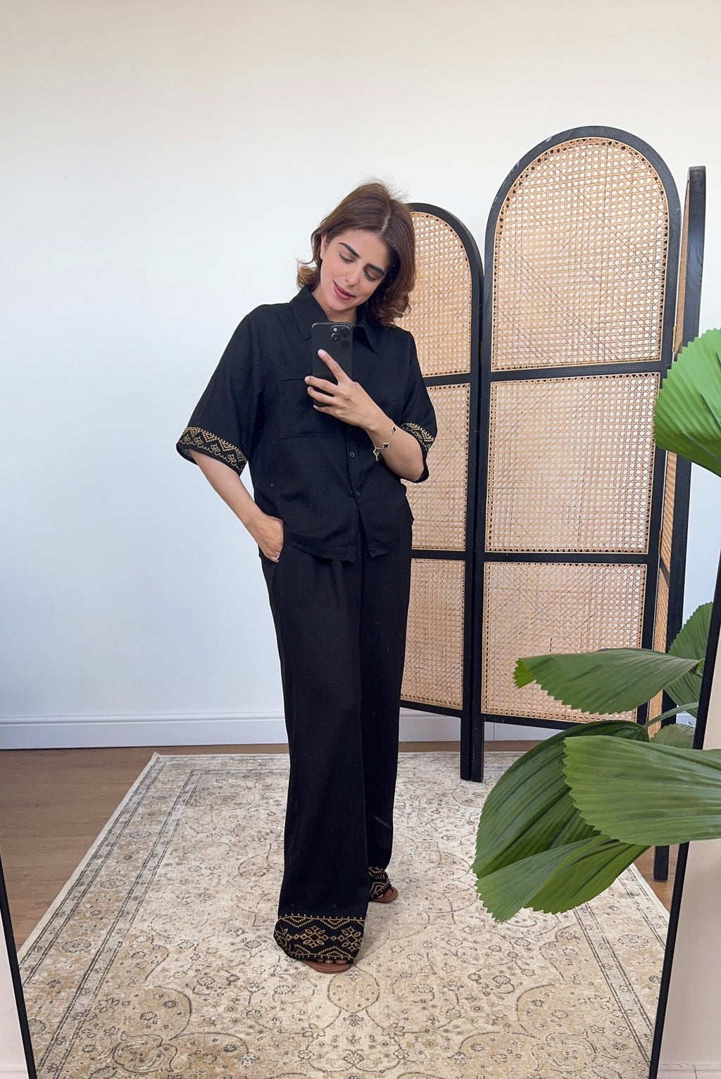 ENSEMBLE LIN MÉLANGE NOIR - BAHI