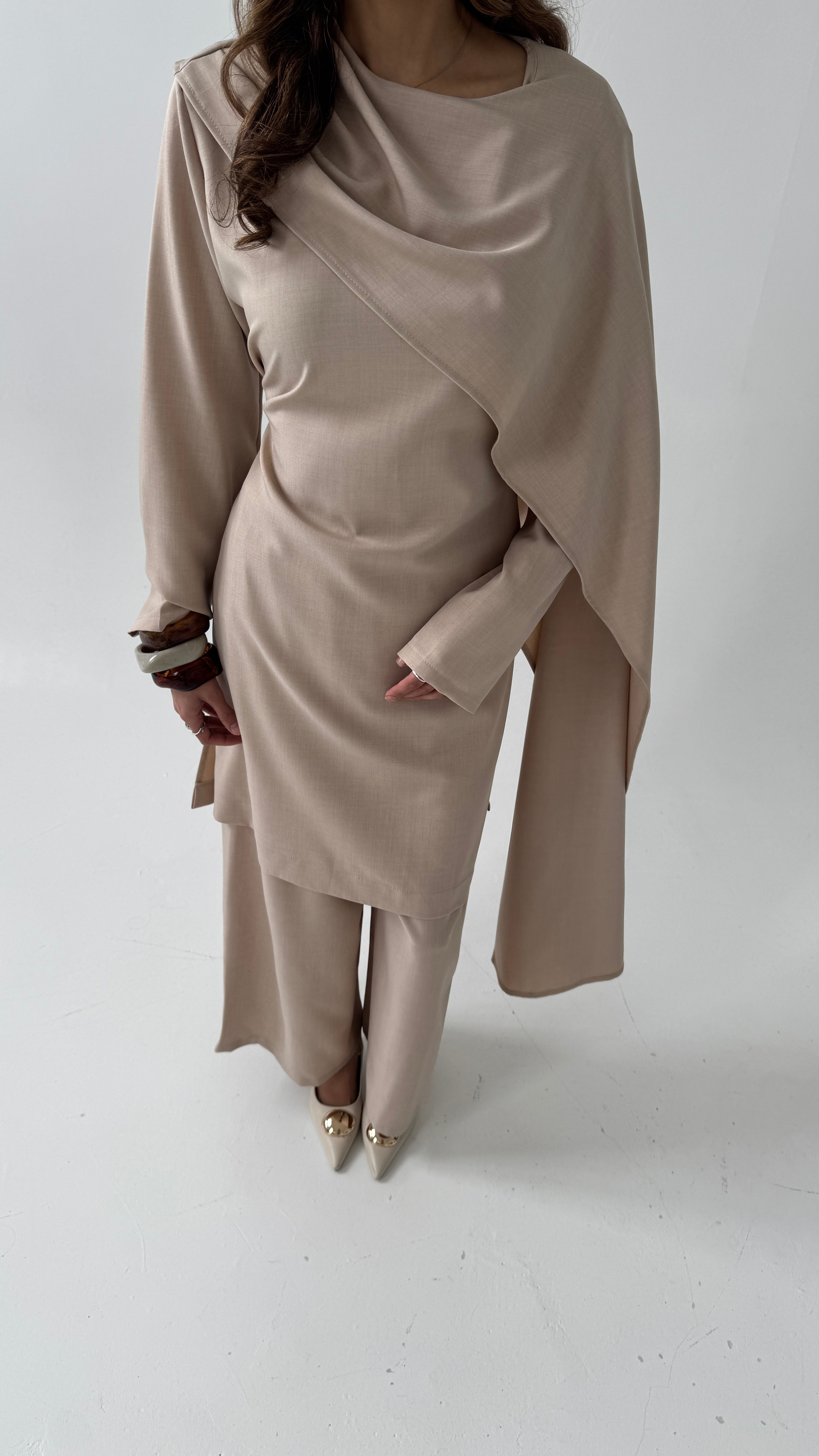 BEIGE DRAPÉ ENSEMBLE - ATHEER