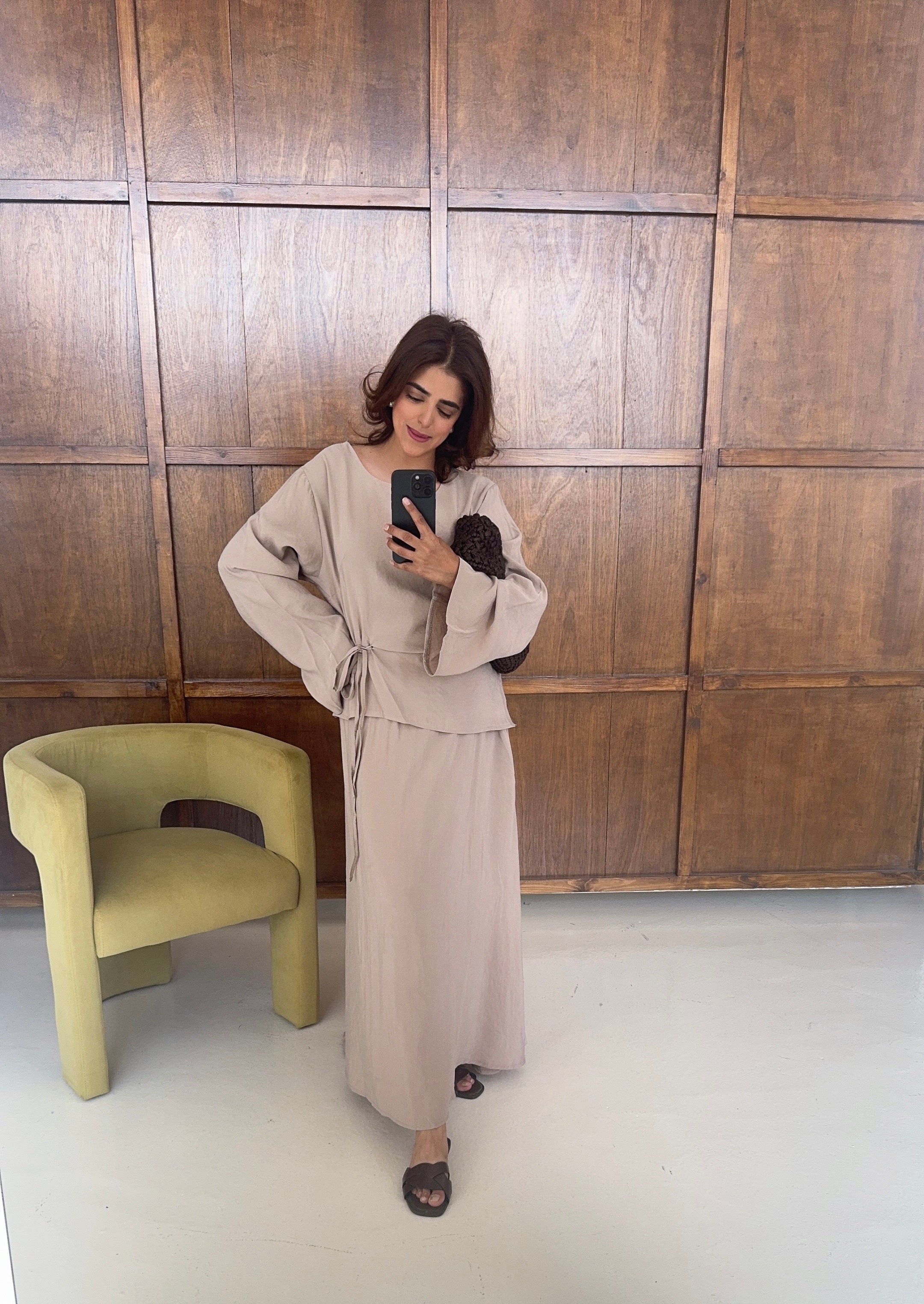 ENSEMBLE JUPE NOUÉ TAILLE TAUPE - AVILNA