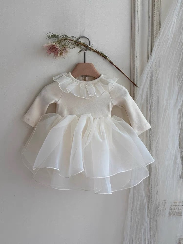 ROBE COL VOLANT IVOIRE