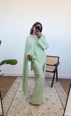 ENSEMBLE FOULARD MENTHE AVEC DORÉ BROCHE - ARYA