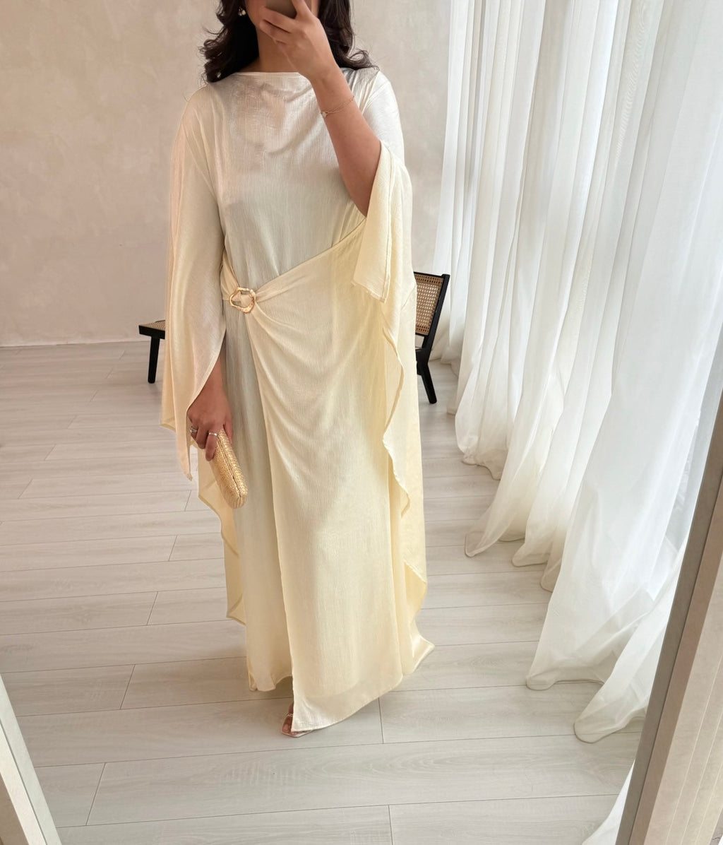 ROBE CAPE CRINKLE CRÈME - ALYA