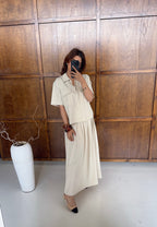 BEIGE DEUX PIÈCES JUPE ENSEMBLE - GINA