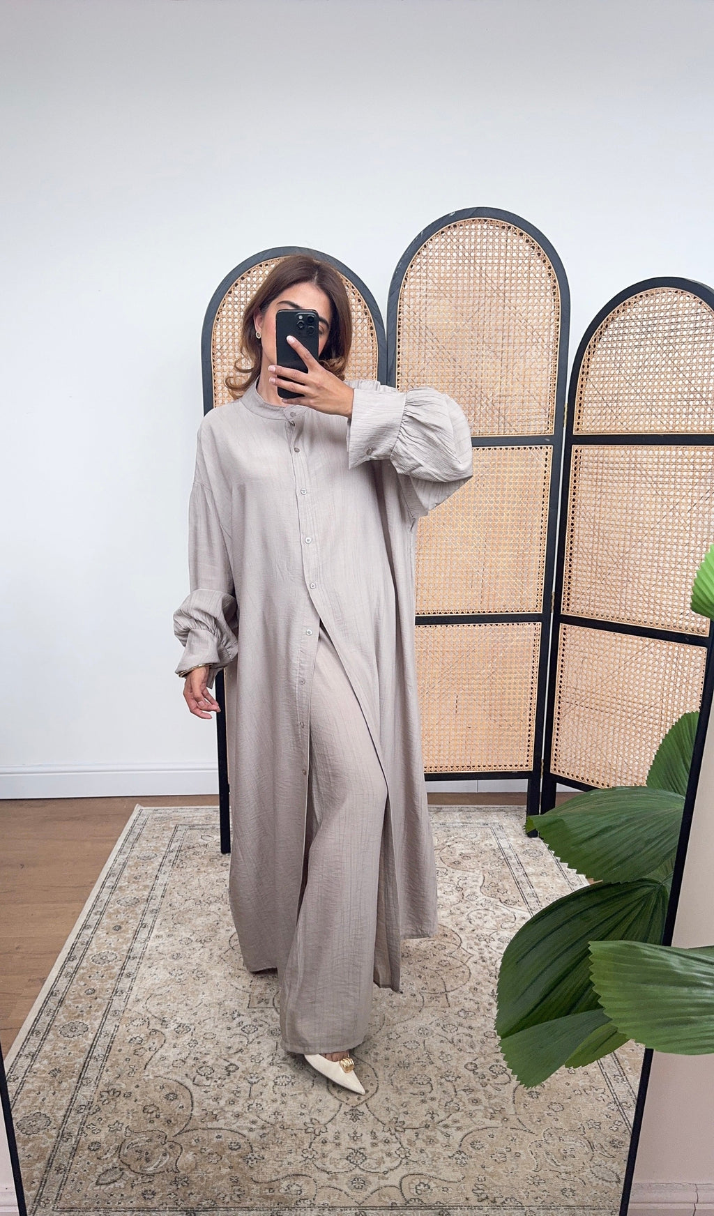 ENSEMBLE ROBE DEUX PIÈCES TAUPE - TAYA