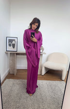 ROBE LONG ÉVASÉ MANCHES QUEUE DE POISSON MAGENTA - DION