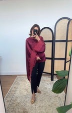 HAUT FOULARD BORDEAUX AVEC DENTELLE DÉTAIL - LANA