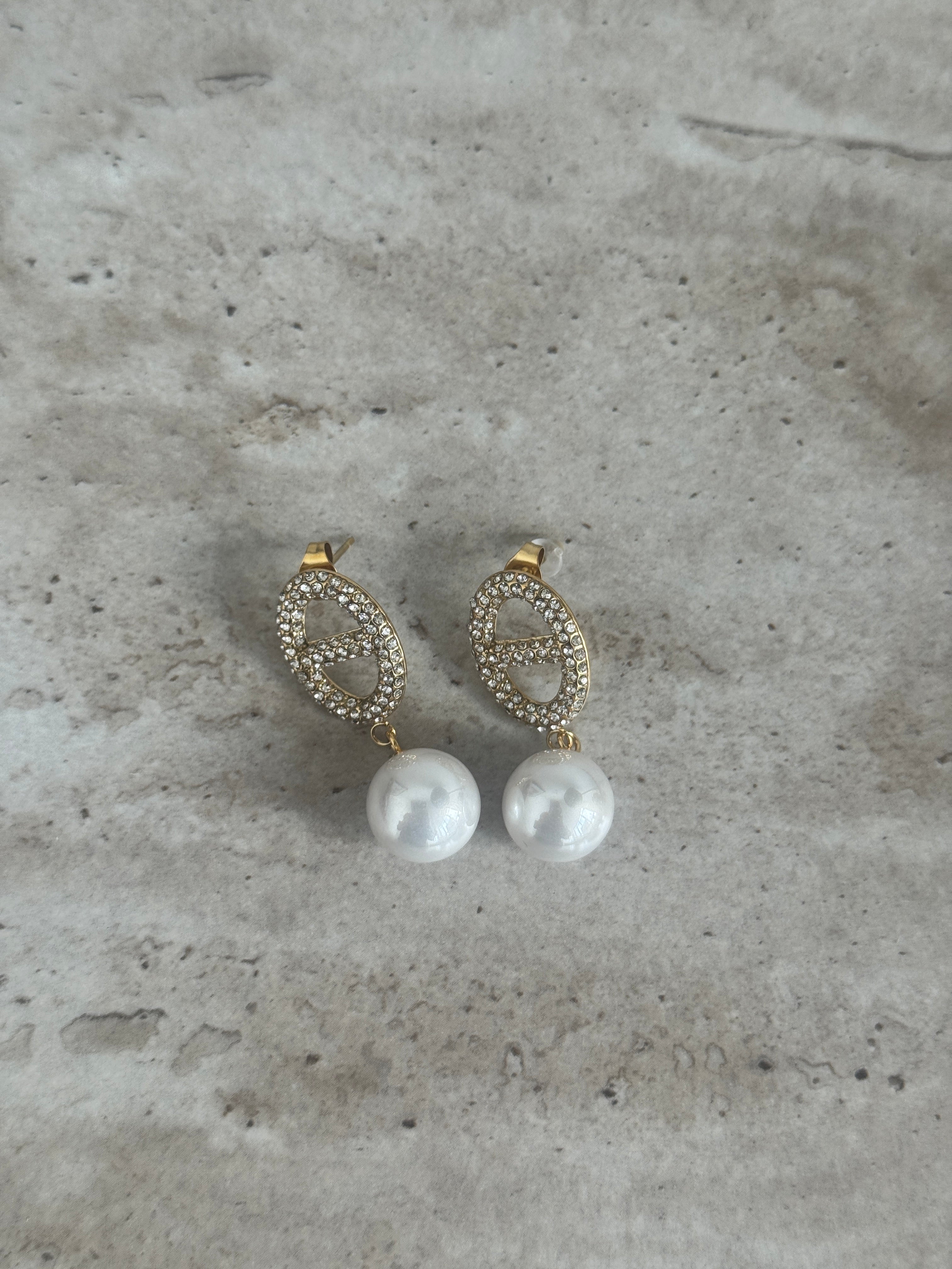 PERLE PENDANTE BOUCLES D'OREILLES
