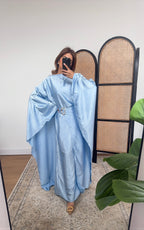 ROBE CAPE CRINKLE POUDRÉ BLEU - ALYA