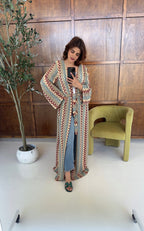 ZIGZAG CROCHET KIMONO AVEC CEINTURE - SAHI