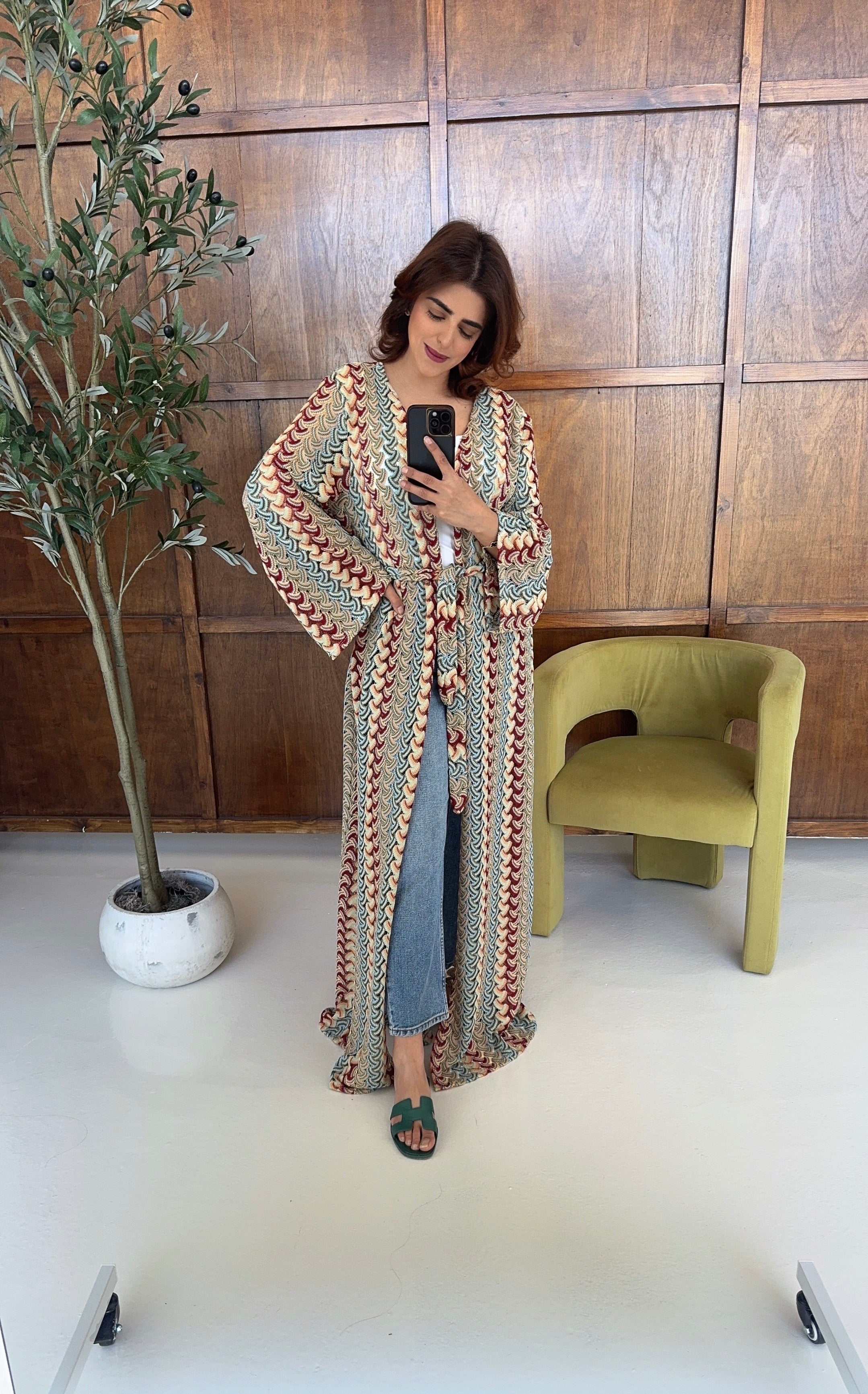 ZIGZAG CROCHET KIMONO AVEC CEINTURE - SAHI