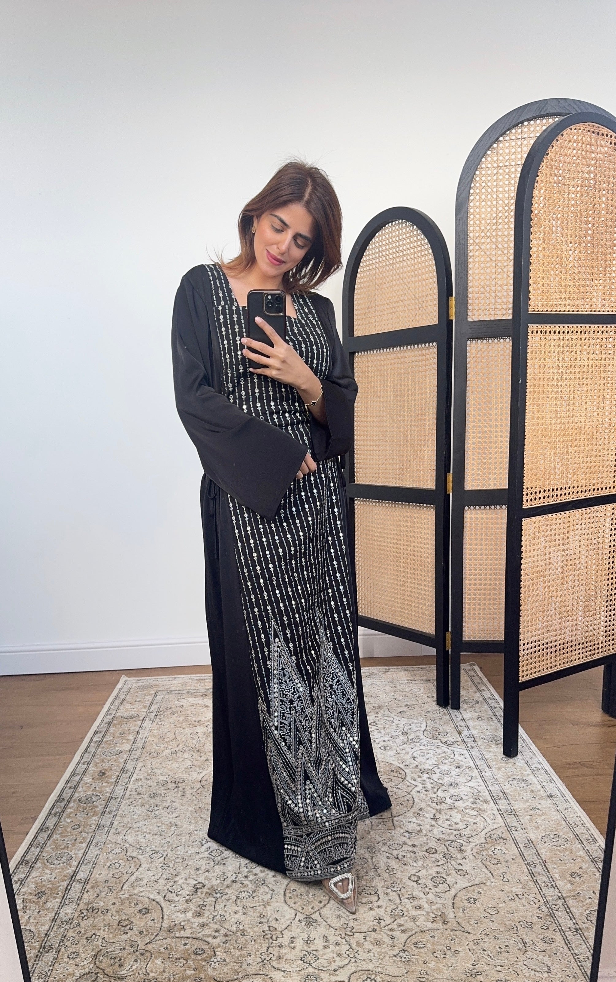 ROBE LONG BRODÉ NOIR - RUBA (PLUSIEURS TAILLES)