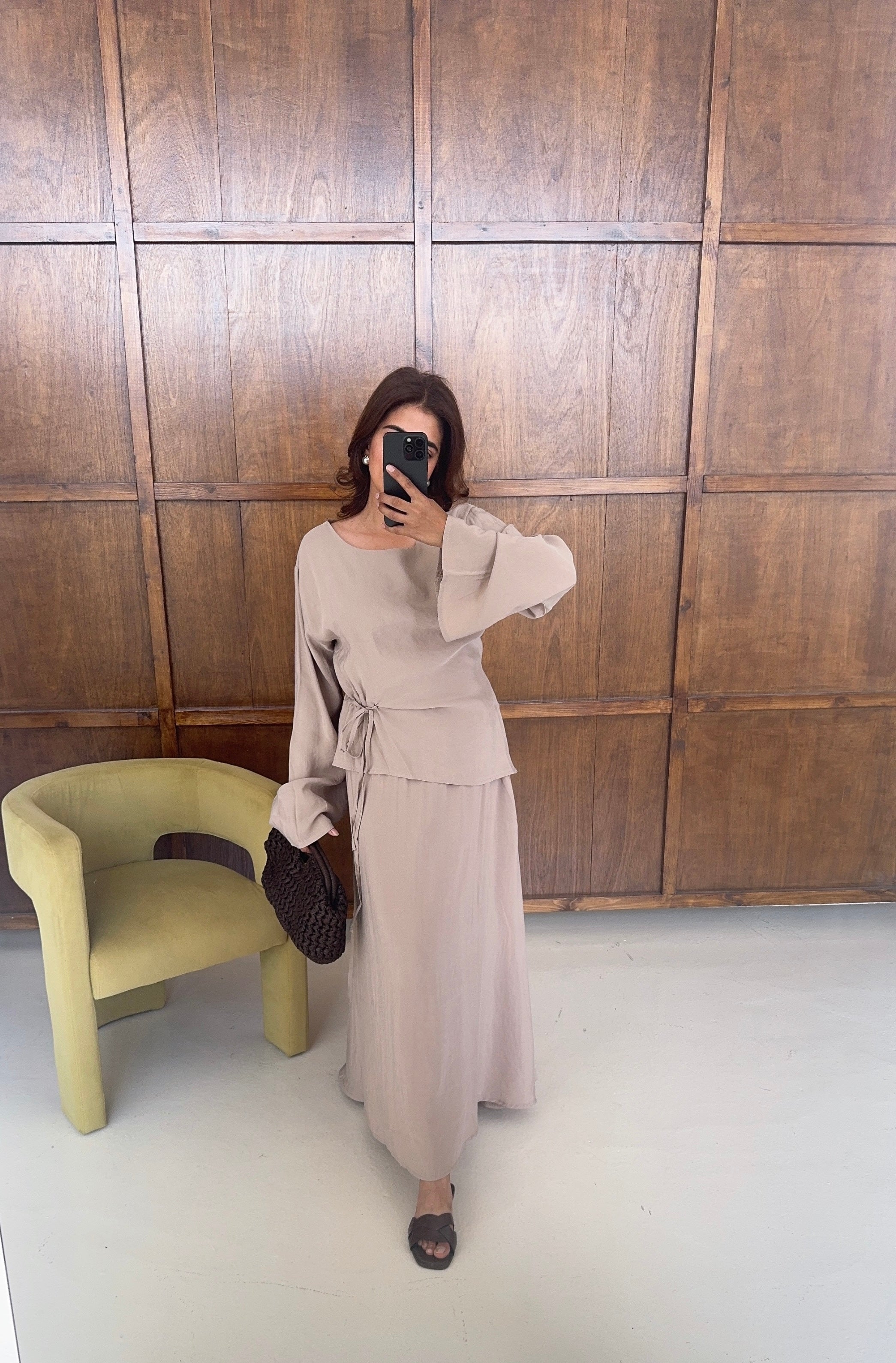 ENSEMBLE JUPE NOUÉ TAILLE TAUPE - AVILNA
