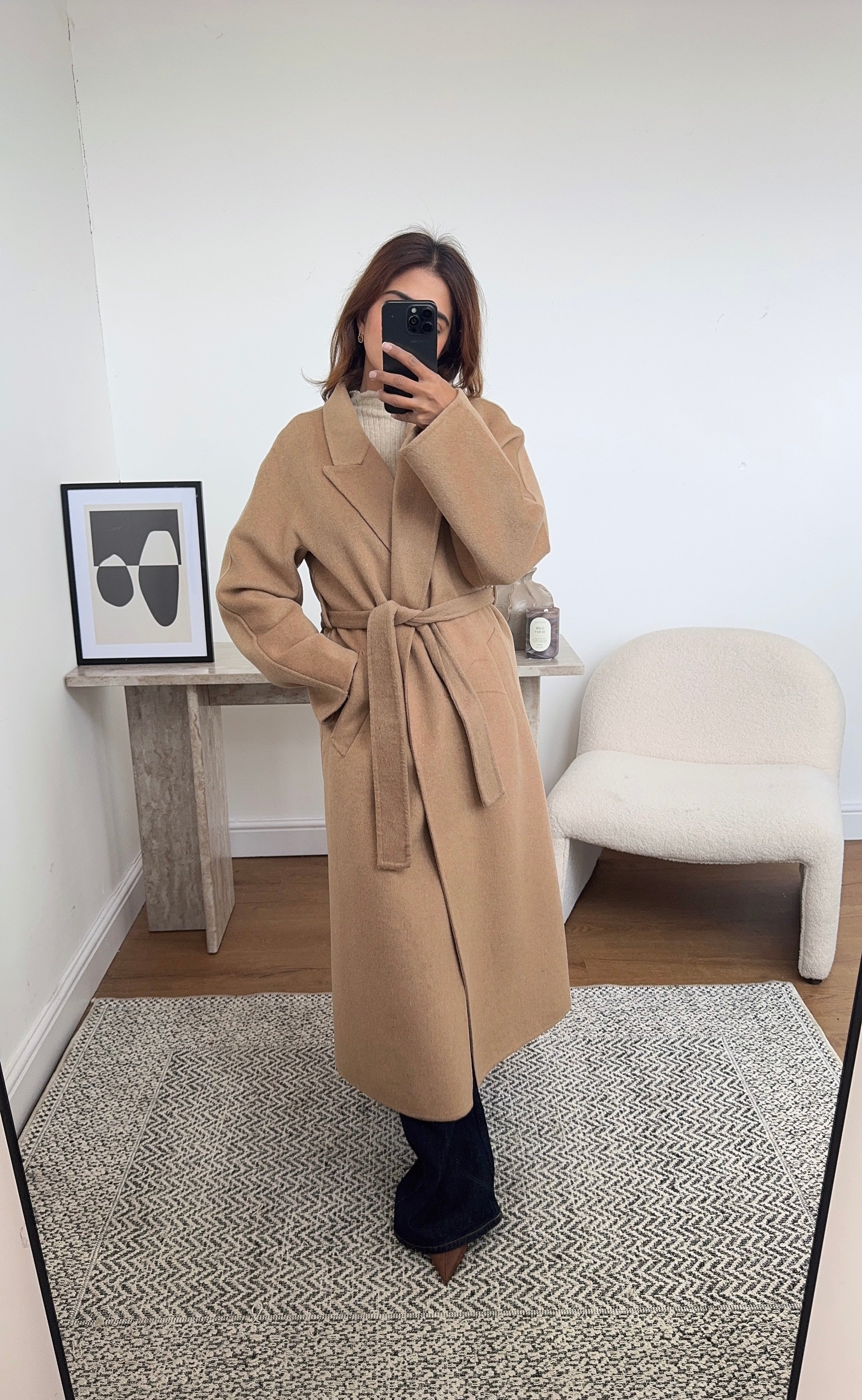 CAMEL HANDMADE WOOL CEINTURÉ MANTEAU - MARLI