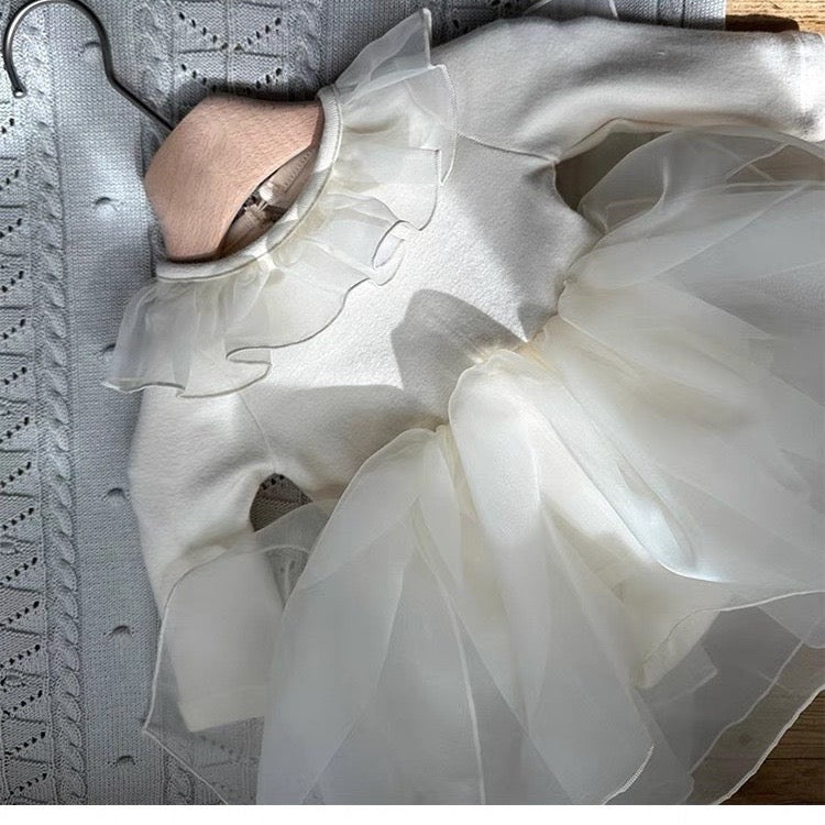 ROBE COL VOLANT IVOIRE